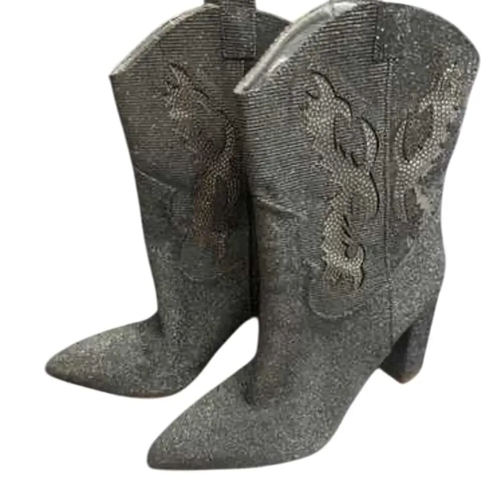 MIA Gypsi Rhinestone Western Ankle Boot Size 7